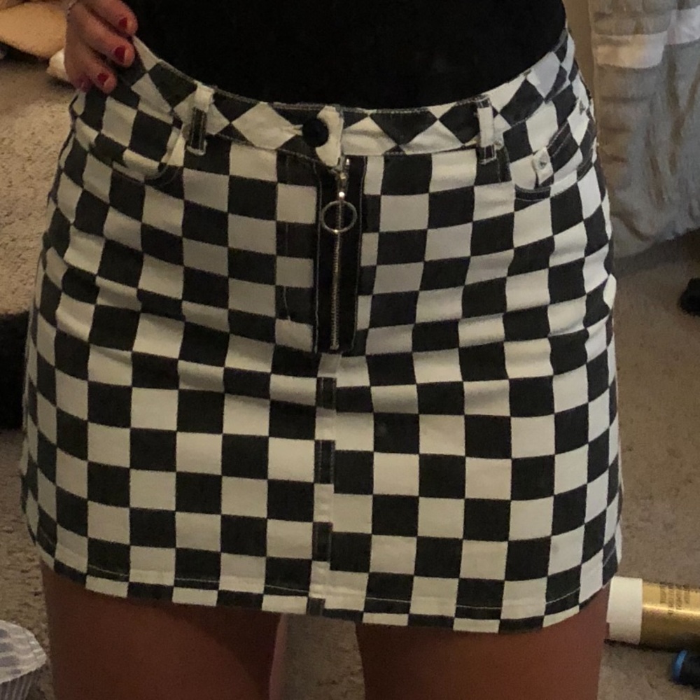 Checkered Jean skirt